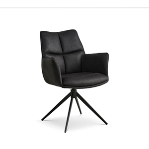 Lilly Spisebordsstol / Mickro læder Bull, sort / Dreje sokkel